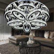 Stainless steel living room crystal ceiling lamp Chinese crystal ceiling lamp Round stainless steel living room lamp led fixture 2024 - buy cheap