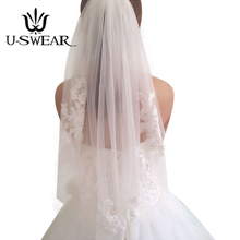 U-SWEAR 2020 Hot Sale Flora Lace Embroidery Women Wedding Veil Soft Mesh Sheer One Layer With Comb Bridal Veil For Wedding Dress 2024 - buy cheap