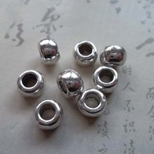 Contas espaçadoras redondas de prata tibetana 50 m, 7x6mm com buraco grande, materiais de contas soltas, fabricação de joias faça você mesmo, pulseiras e colar 2024 - compre barato