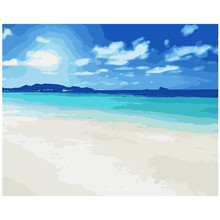 Pintura por números DIY, 40x50 50x65cm, hermoso paisaje azul con vista al mar, lienzo, decoración de boda, imagen artística, regalo 2024 - compra barato