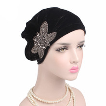 New Muslim Women velvet Satin Print Flower Ruffle Turban Hat Cancer Chemotherapy Chemo Beanies Caps Head Wrap Hair Accessories 2024 - buy cheap