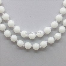 8mm Natural Long White Beads Necklace Women Girls Christmas Gifts Jewelry Making Design Semi Finished Stones Balls Gifts 36inch 2024 - buy cheap