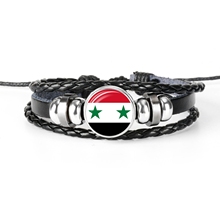 2019 New Fashion Handmade Syria America Flag Bangle Bracelet for Men and Women Glass Cabochon Leather Bracelet Jewelry Gift 2024 - buy cheap