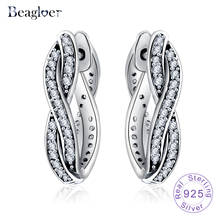Beagloer Authentic 925 Sterling Silver Twist Of Fate Earrings Clear CZ Earrings for Women Compatible Fashion Jewelry PSER0059-B 2024 - buy cheap