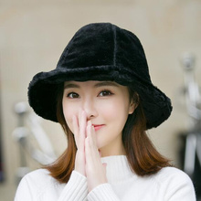Winter Women Flat Top Cap Fur Thick Warm Bucket Hats Casual Solid Color Ladies Fur Fashion Cap 2024 - buy cheap