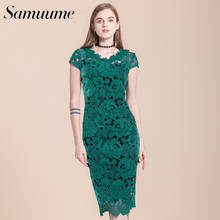 Samuume Elegant O-Neck Short Sleeve Party Dress Vintage High Waist Midi Pencil Plus Size Sexy Dress Lace Dress Vestidos S1712319 2024 - buy cheap