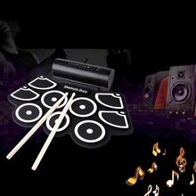 Portable Roll  Up Electronic Drum Set 9 Silicon Pads Built-in Speakers with Drumsticks Foot Pedals Support USB MIDI 2024 - buy cheap