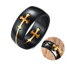 Модное кольцо с отделяемым золотым крестом, мужские и женские парные кольца, кольцо с крестом из нержавеющей стали для мужчин, черные кольца, ювелирные изделия, подарок Вечерние 2024 - купить недорого