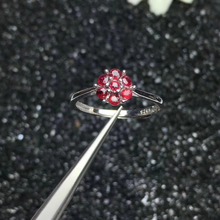 Anel de prata s925 com incrustrado vermelho natural, anel com pedras preciosas naturais, joias de coroa de flores, envelope para presente de feriado 2024 - compre barato