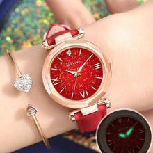 Новинка 2020, женские наручные часы с кожаным ремешком, изысканные светящиеся универсальные кварцевые часы стразы, женские часы (без цепочки) 2024 - купить недорого
