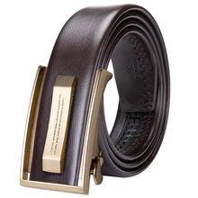 EB-2036 Hi-Tie Men's Brown Belt for Jeans Gold Alloy Buckle Genuine Leather Waist Belt Strap Male Luxury Fashion Leather Belts 2024 - buy cheap