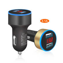 Dual Usb Car Charger 3.1A Car Cigarette Lighter Universal USB Car-Charger with car voltage display For iphone6 7 Sumsung Xiaomi 2024 - buy cheap