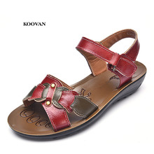 Koovan Women's Summer Mother Sandals Real Leather Flats Soft Shoes Comfortable Non-slip Aged Large Size Sandals Wholesale 2024 - buy cheap