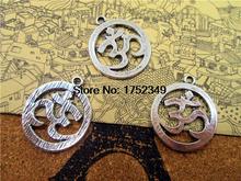 8pçs-amuletos de ioga, pingente antigo de prata tibetana delicado e elegante para ioga, amuletos om de 29x26mm 2024 - compre barato