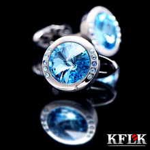 KFLK Luxury NEW shirt cufflinks for mens Gift Brand cuff button Blue Crystal cuff link High Quality abotoaduras Designer Jewelry 2024 - buy cheap