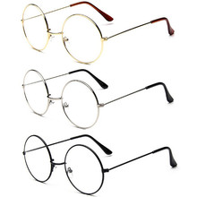 Óculos redondo grande e transparente, óculos unissex armação de metal 3 cores 2024 - compre barato
