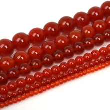 Contas de pedra naturais, contas redondas de ágata vermelha ônix 3 4 6 8 10 12mm 15 pol. para fazer joias faça você mesmo colar pulseira 2024 - compre barato