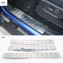 4 pçs/lote estilo do carro de aço inoxidável adesivo interior do peitoril da porta placa pedal capa para 2015 2016 ford f150 2024 - compre barato