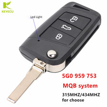 KEYECU Replacement MQB System Smart Remote Key 3button 315MHz or 434Mhz with ID48 Chip for Volkswagen Golf 7,Tiguan 5G0 959 753 2024 - buy cheap