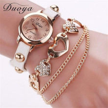 Fashion Watches Women Luxury Rose Gold Heart Leather Wristwatches Ladies Bracelet Chain Quartz Clock Gift relogio feminino P30 2024 - buy cheap