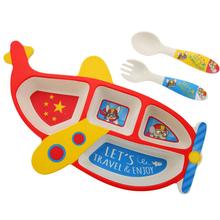 Bamboo fiber children tableware set of three sets kindergarten baby environmental protection cartoon school gifts 2024 - buy cheap