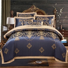 Luxury Brown Bedding Sets Silk Cotton Jacquard Duvet Cover Wedding Bedclothes Fitted Sheet Linen 2024 - buy cheap