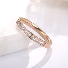 Martick anel em aço inoxidável 316l, cor ouro rosa, com 10 cristal brilhante, joias com dedos brilhantes para mulheres r15 2024 - compre barato