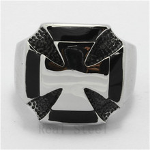 Mens New Fashion Jewelry Punk Solid Polished  Big Cross Finger Ring 316L Stainless Steel Charming Ring New Arrival Best Price 2024 - buy cheap