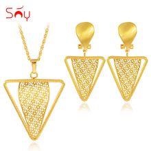 Sunny Jewelry-Conjuntos de joyería triangular para mujer, collar, pendientes, colgante, conjuntos de joyería para fiesta, boda, joyería de compromiso 2024 - compra barato