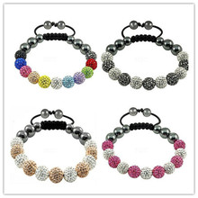 Free shipping! Multi mix 4 Color  micro pave CZ Disco Ball Beads Best  crystal  Bracelet  fasion women jewelry lot 2024 - buy cheap