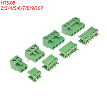 10SETS HT5.08 2/3/4/5/6/7/8/9 pin screw terminal block connector 5.08MM pitch PLUG + Straight PIN HEADER SOCKET for pcb 2p 3p 4p 2024 - buy cheap