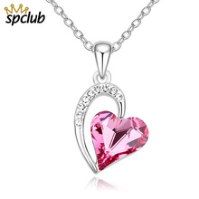 Women Crystals from Swarovski Love heart Pendant Necklace for Valentine's Day Gift Charm Chain Necklace Wedding Jewelry 2024 - buy cheap