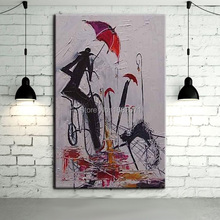 Pintura al óleo abstracta de alta calidad para hombre, cuadro pintado a mano para montar en bicicleta, decoración de pared, precio barato 2024 - compra barato