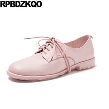 black ladies chinese lace up british style round toe vintage women oxfords shoes fitness genuine leather flats pink designer 2024 - buy cheap