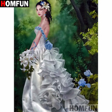 HOMFUN-pintura de diamante 5D DIY "belleza de flores", bordado de diamantes de imitación cuadrados o redondos, estilo punto de cruz 3D, decoración del hogar, A19846 2024 - compra barato