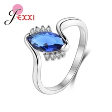 Anillo de plata esterlina 925 para mujer, joyería romántica para aniversario de boda, Anel de cristal azul en forma de lágrima, venta al por mayor/al por menor 2024 - compra barato