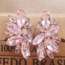 Zerong-pendiente rosa con diamantes de imitación para mujer, Arete de cristal dorado, plateado, rosa, azul/rojo/boda/fiesta 2024 - compra barato