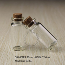 Frasco de vidro vazio para maquiagem, frasco de cortiça de vidro de 10g, 100, pçs/lote recarregável pode 2024 - compre barato