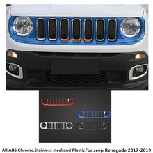 Para Jeep Renegade 2017 2018 2019 2020 Detector de protección de carrocería de coche ABS cromado embellecedor frontal inferior rejilla de carreras Panel de rejilla 2024 - compra barato