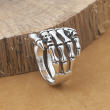 Кольцо ручной работы из стерлингового серебра 925 пробы, кольцо на палец в виде черепа из тайского серебра, кольцо унисекс из чистого серебра, ювелирное изделие в подарок с черепом 2024 - купить недорого