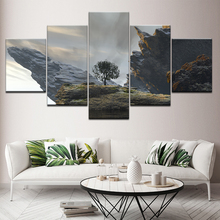 Canvas painting trees on cliff 5 murals modern modular wallpaper poster print home decor 2024 - buy cheap