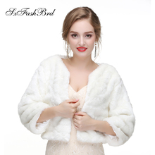 Warm Faux Fur Stoles Wedding Wrap Winter Long Sleeves Wedding Bolero Jacket Bridal Wraps Coat Accessories Wedding Cape Coat 2024 - buy cheap