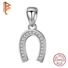 BELAWANG 100% 925 Sterling Silver Horseshoe Pendant with Clear CZ Crystal Necklace for Women Sterling Silver Wedding Jewelry 2024 - buy cheap