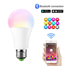 Светодиодная умная лампа E27 RGB Bluetooth Светодиодная лампа 15 Вт RGBW RGBWW Светодиодная лампа B22 с регулируемой яркостью для воспроизведения музыки изменяемый цвет AC85-265V 2024 - купить недорого