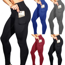 Women Sport Leggings with Pockets Fitness Workout Athletic Push Up Legging Elastic High Waist Slim Jogging Pants Female 2024 - buy cheap