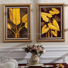 Cuadros de hojas de plátano modernas pintadas a mano en lienzo pintura al óleo de flores para la decoración de pared de la habitación pintura artesanal pinturas en lienzo 2024 - compra barato
