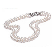 noble women gift Jewelry  Clasp natural 2ROW 9-10MM freshwater pearl necklace A much wear pearl necklace 2024 - buy cheap