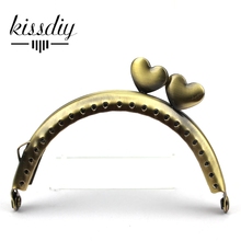 KISSDIY 10pcs/lot  DIY 8.5cm Antique brass Heart bead Metal Purse Frame kiss clasp Handle for Bag Craft bag making ,freeshipping 2024 - buy cheap