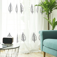 Nuevo bordado moderno hoja tul pura tratamientos cortinas para sala de estar hilo para tela de dormitorio acabado 2024 - compra barato