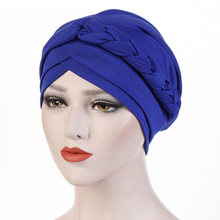 Chapéu turbante feminino estilo boêmio, trançado, nó, cabeça feminina, cachecol hijab muçulmano interno, acessórios para cabelo, perda de cabelo 2024 - compre barato